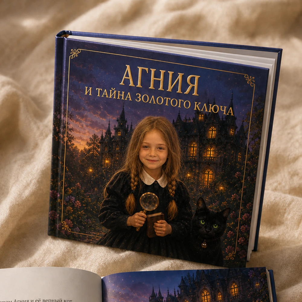Готовая квадратная книга 20×20 «Агния и тайна золотого ключа»